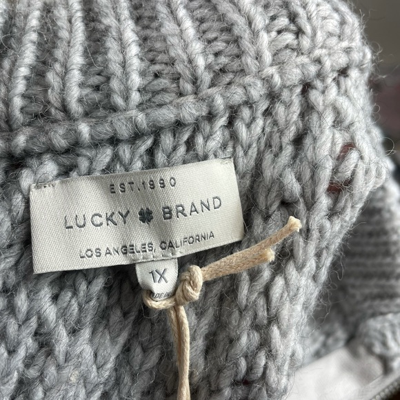 Lucky Brand Grey Chunky Textured Bomber Sweater 1X - Picture 14 of 16